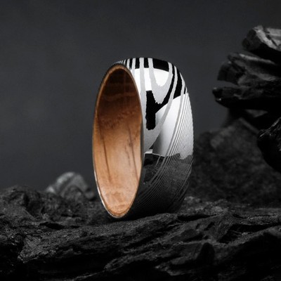 HOLZKERN Schmuck Herren-Ring Edelstahl Sumo Eiche/Damast sumo-eiche-damast