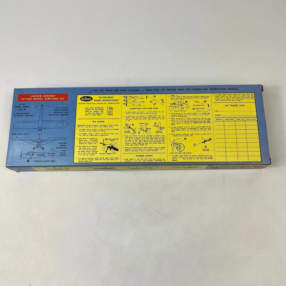 Guillow’s Piper Super Cub 95 Balsa Wood Flying Model Kit Rubber Powered Open Box - Image 2 of 4