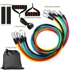11Pcs Resistance Bands Set Fitness Workout Tubes Exercise Tube Bands Up To 100lb