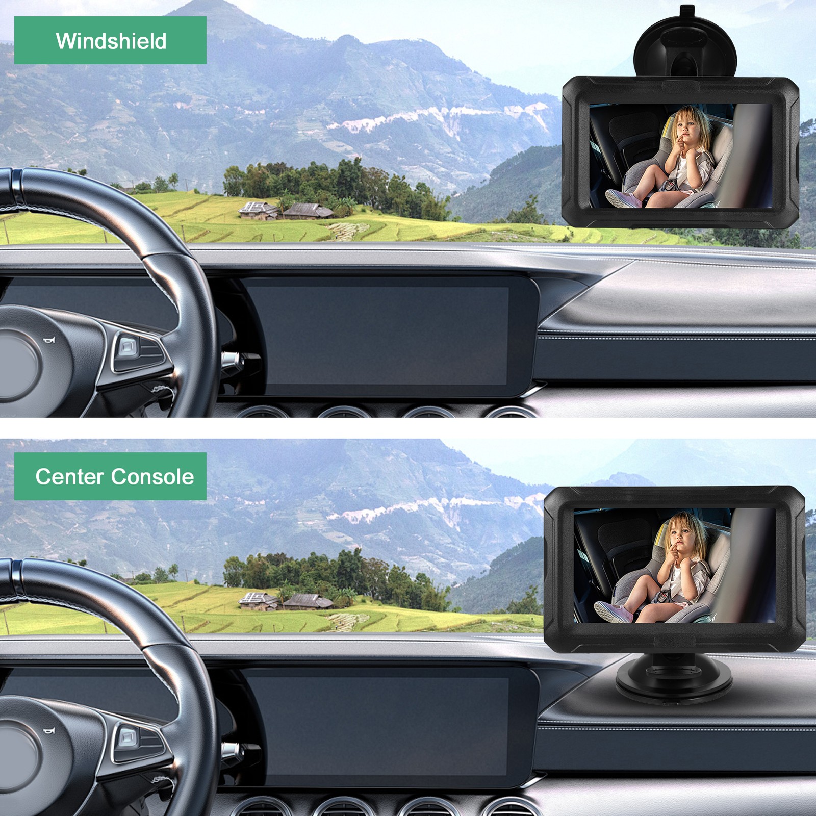 1080P Baby Car Camera 4.3 Baby Monitor With Night Vision Function& 150° Wide