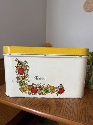 Vintage MCM Cheinco Metal Bread Box Spice of Life Mushroom Vegetable Design