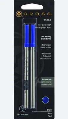 Cross Standard Selectip Gel Ink Rollerball Pen Refill - BLUE (8521-2) TWIN PACK