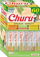 INABA Churu Cat Treats Grain-Free Lickable Creamy Puree 60 Servings
