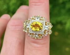 2Ct Oval LabCreated Yellow Citrine Halo Engagement Ring 14k Yellow Gold Plated