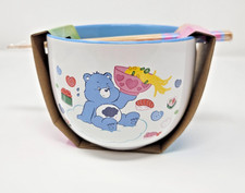 Care Bears GRUMPY BEAR 20oz Ceramic Noodle Bowl w/Chopsticks New