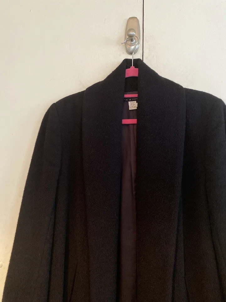 Peruvian Connection Long Coat Womens  Baby Alpaca Wool Black Lined Sz S - Image 2 of 4