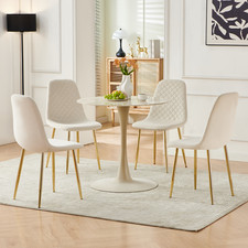 2/4/6 Dining Chairs Velvet PU Leather Faux Suede Padded Seat Chrome Metal Leg