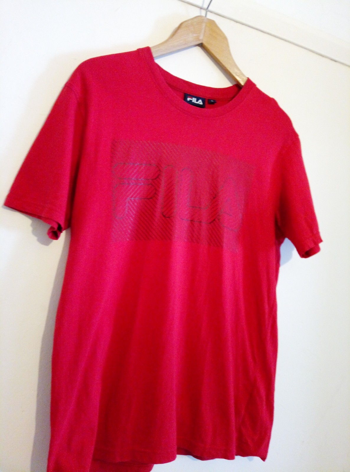 T shirt uomo Fila manica corta girocollo stampa logo spellout righe cotone maglietta