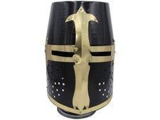 Medieval Warrior Brass Helmet Knights 18G Steel Templar Crusader Helmet