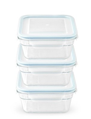 Snaplock Lid Tempered Glasslock Storage Square 3.3cups/781ml,