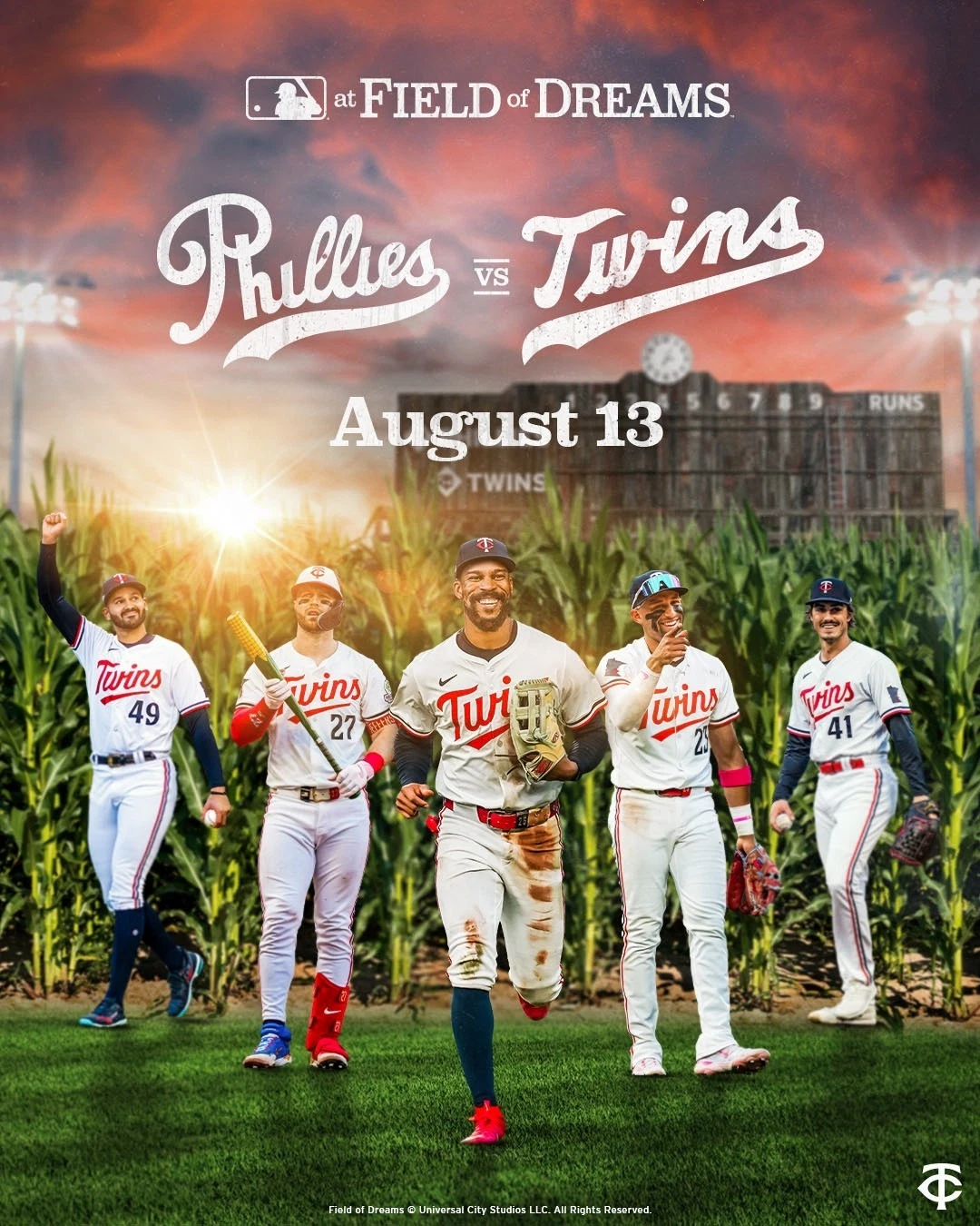2026 Phillies Twins Field of Dreams Baseball Premium Matte Vertical Poster
