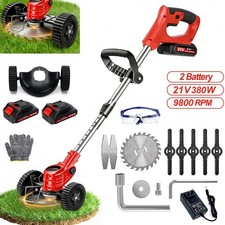 Electric Cordless Grass String Trimmer Lawn Edger Weed Wacker Cutter  2 Battery