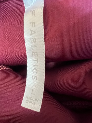 Fabletics Jumpsuit Women's Large Scuba 7/8 One Piece Yoga Maroon Pink Stripe - Picture 7 of 7