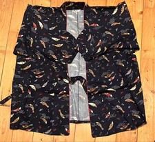 Black stylish fish/wave pattern Hanten haori coat Hanten Japanese modern Mrs.