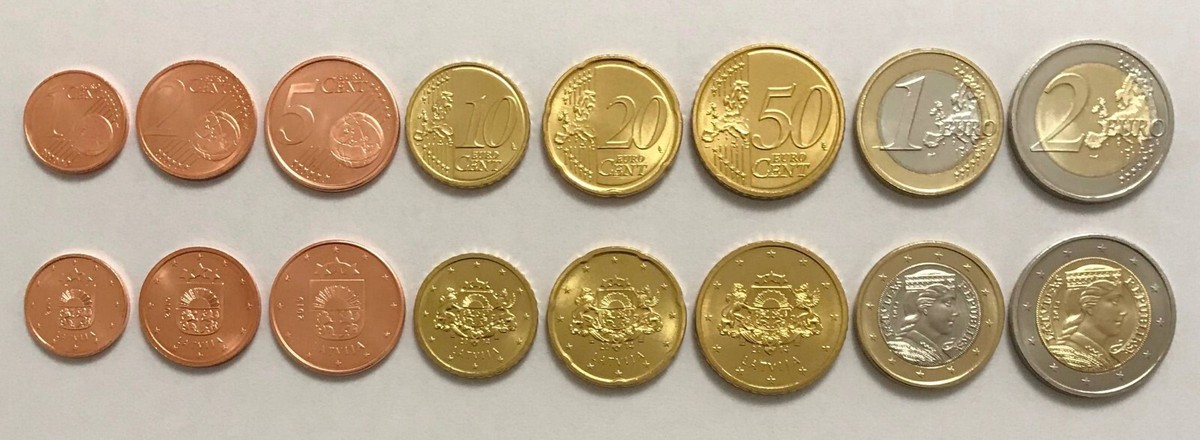 LATVIA - Complete SET of 8 Coins (Euro, cent) 2014 - 2019 - UNC | eBay