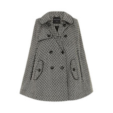 New! Dorothy Perkins Dogtooth Cape Coat - Medium - Black White Jacket Collar