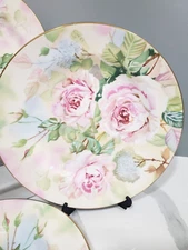 (3) Spode Edwardian Rose England Bone China Luncheon Plates 9.25''