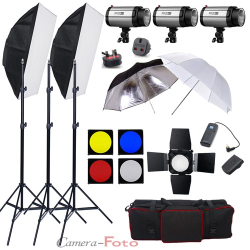 900W Studio Flash Lighting set (3 x 300W) Photography Strobe Light Portrait Kit
