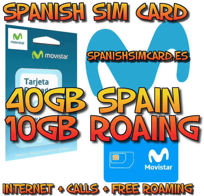 MOVISTAR PREPAID PLUS SPANISH SIM CARD 40 GB INTERNET 200 MINUTES FREE  ROAMING