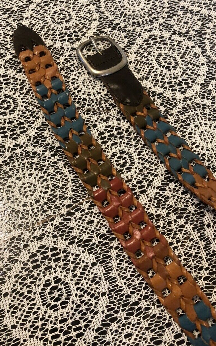 Genuine Leather Belt Braided Woven Multi Color Real Leather Vintage Belt Size M Accessories | Genuine Leather Belt Braided Woven Multi Color  main image 4