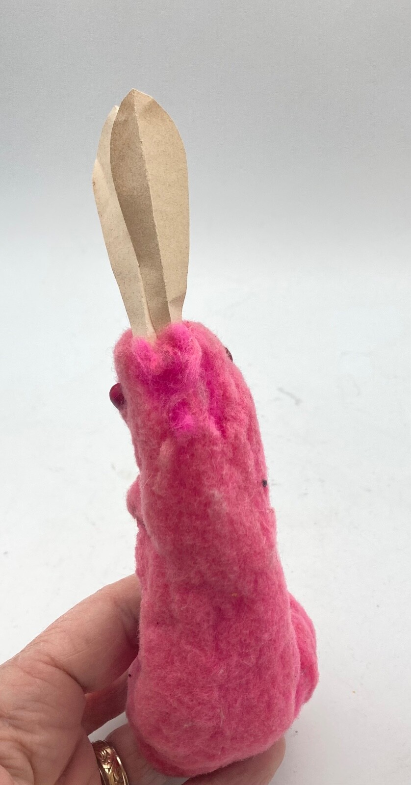 Antique Pink Easter Bunny Cotton Batting Rabbit Spun Cotton Carrot 7 1/