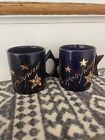 New ListingPair Of Vintage Hollywood Gold Star Navy Mugs Cups Star Handle 1995 Unique Ca