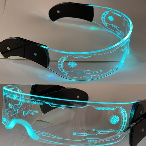 LED Light Up 3 Color Clear Lenses Visor Glasses Goggles Cyberpunk Rave Party US - Bild 10 von 11