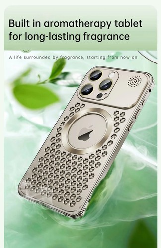 Metal Heat Dissipation Magsafe Case For iPhone 16 15 Pro Max Aromatherapy Cover - Picture 13 of 30