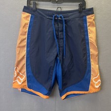 Fox Racing Board Shorts Men's Size 33 blue orange swim trunks