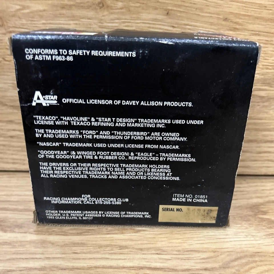 Racing Champions 1993 edición Premier 1/64 Davey Allison Champion Forever Foto 4 de 4
