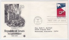 TurtlesTradingPost-Republic of Texas 1986 #2204 FDC arte variedad caché