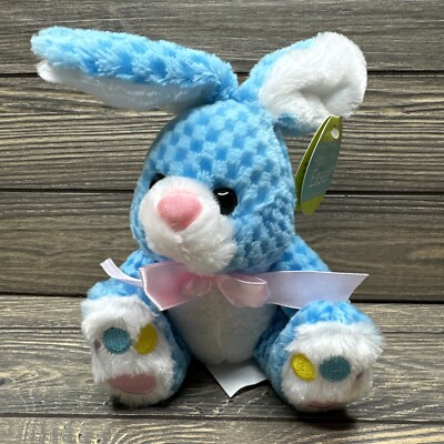 Chrisha Creations 2008 Blue Easter Bunny Rabbit Stuffed Animal Lovey Plush 6 