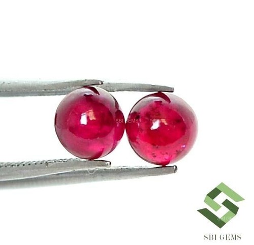 5 mm Natural Ruby Round Cabochon Pair Jewelry Supply 1.76 Cts Loose Gemstones - Picture 8 of 8