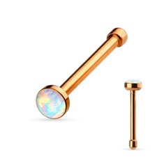 White Opal Set Flat Top PVD Over 316L Surgical Steel Nose Stud / Ring