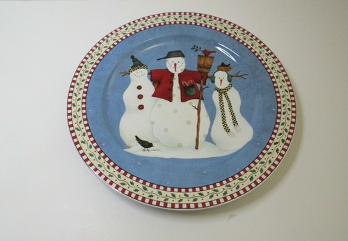 VTG Debbie Mumm Sakura Serving Platter Snowman Large 12.5” - Picture 3 of 6