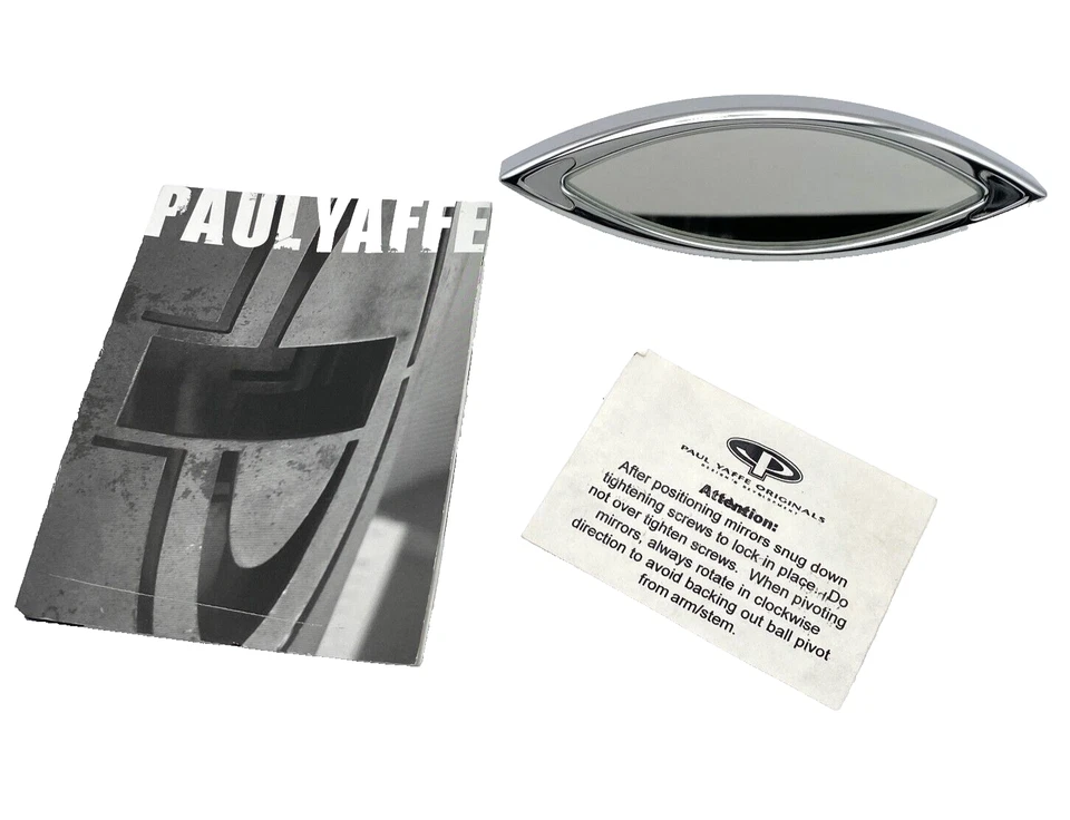 Espejo retrovisor cromado ovalado pequeño Paul Yaffe Bagger Nation Harley Touring único Foto 2 de 4