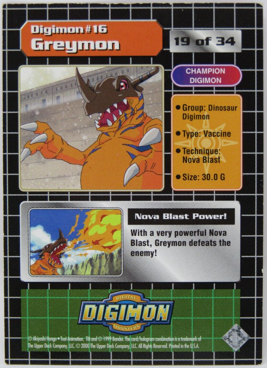 1999 Digimon Card Greymon #16 HOLO 19 of 34 | eBay