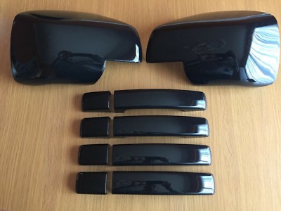 GLOSS BLACK FULL WING MIRROR COVER DOOR HANDLE COVERS FITS FREELANDER 2 2005-12