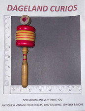 VINTAGE WOOD WOODEN TOY DRUM RATTLE NOISE MAKER