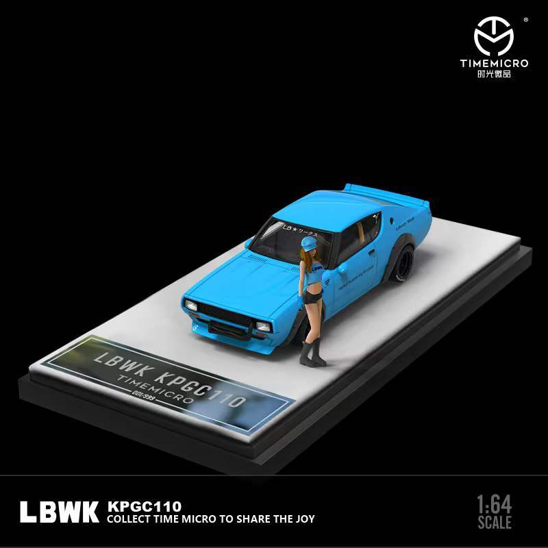 TIME Micro 1/64 ニッサン 日産 KPGC110 LBWK 青色 TIME MICRO 1:64 LBWK Nissan KPGC110 White / Blue Diecast