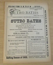 ANTIQUE May 27, 1900 ADVERTISING/Program~"SUTRO BATHS"~San Francisco CAL~