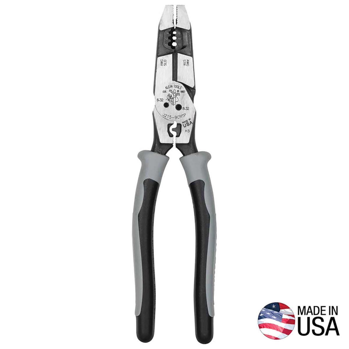 Klein Tools J2159CRTP Hybrid Pliers with Crimper, Fish Tape Puller