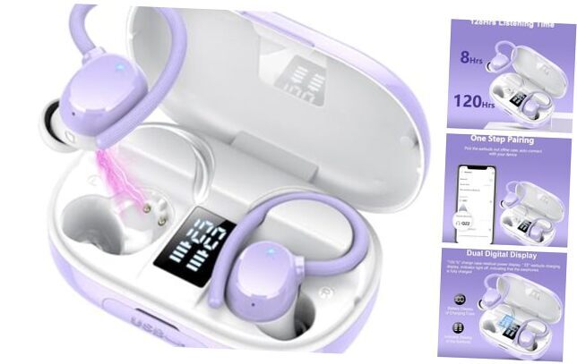 128H Wireless Earbuds Bluetooth 5.3 with Noise Cancelling in Purple-image