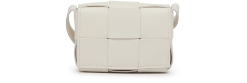 Bottega Veneta Cassette Mini White Leather Crossbody Bag New And Authentic