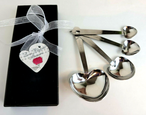 Heart Shaped Stainless Steel MEASURING SPOONS "Love Beyond Measure" - New in Box - 第 4/8 張圖片