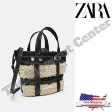 ZARA NWT WOMAN Black MINI Shopper Faux Shearling Handbag Bag - FREE SHIPPING!!