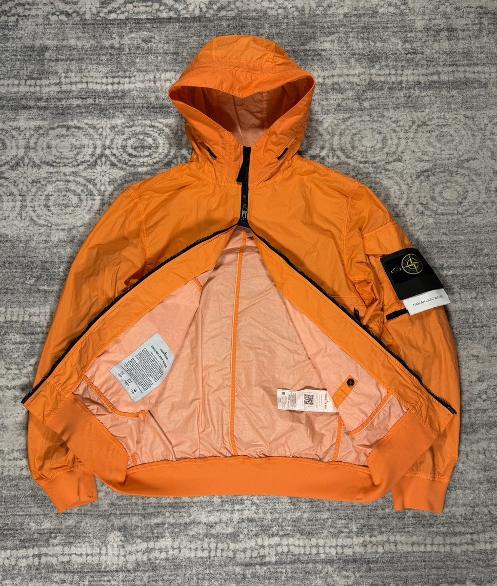 STONE ISLAND NWT Naslan Light Watro Orange Hooded Full Zip Jacket