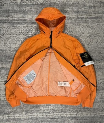 STONE ISLAND NWT Naslan Light Watro Orange Hooded Full Zip Jacket