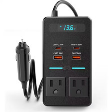 300W Car Power Inverter Dual DC to AC Plug Adapter Outlets Portable with Switch