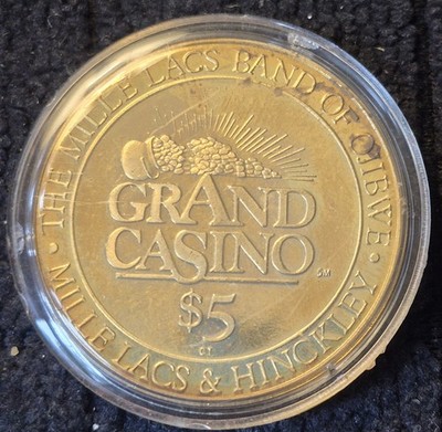 1995 Mille Lacs & Hinckley Onamia Minnesota Grand Casino of Ojibwe $5 Token